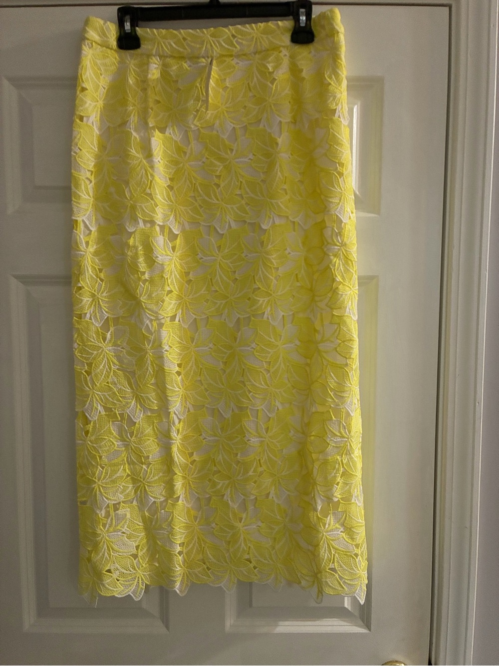 Anthropologie Sunday in Brooklyn Yellow Floral Lace Midi Skirt